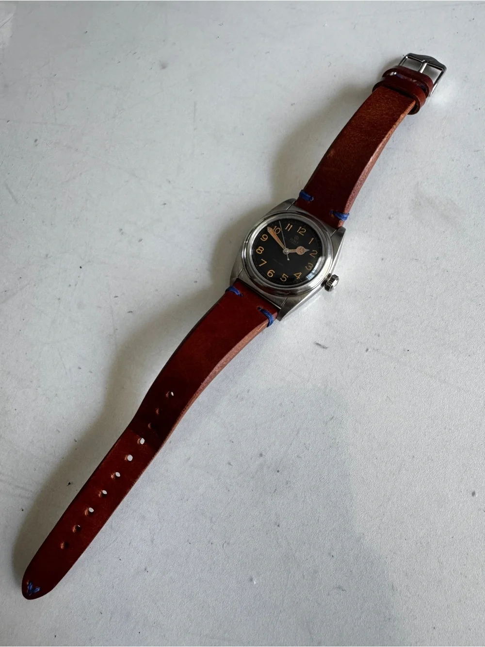 WMT W15 Precision Automatic Black Dial Aged Finish Bubbleback Style Watch